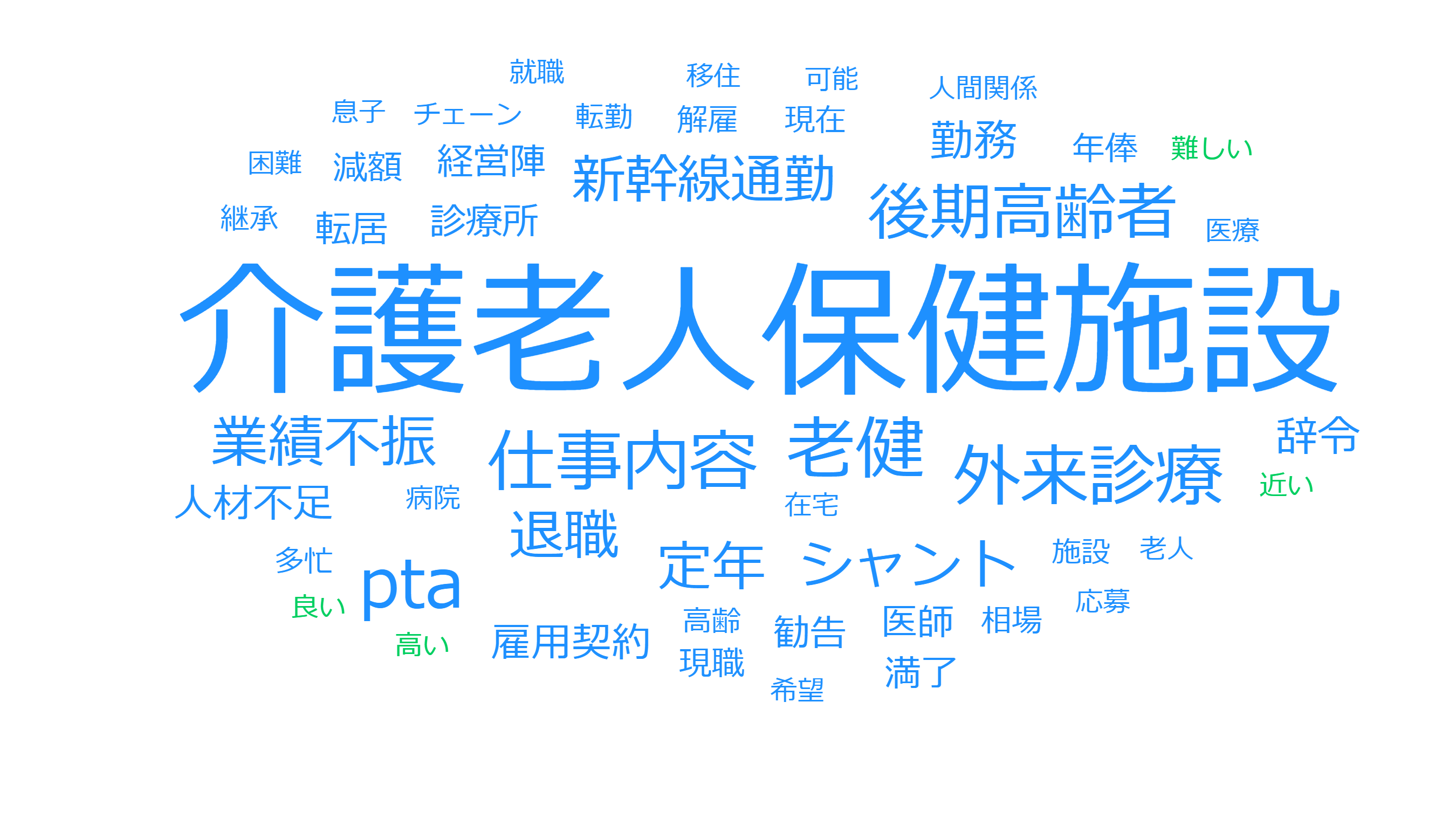 70代以上の医師・転職理由のワードクラウド